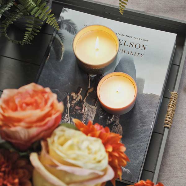 Citronella buitenkaars met quote - Love, laughter, happily ever after