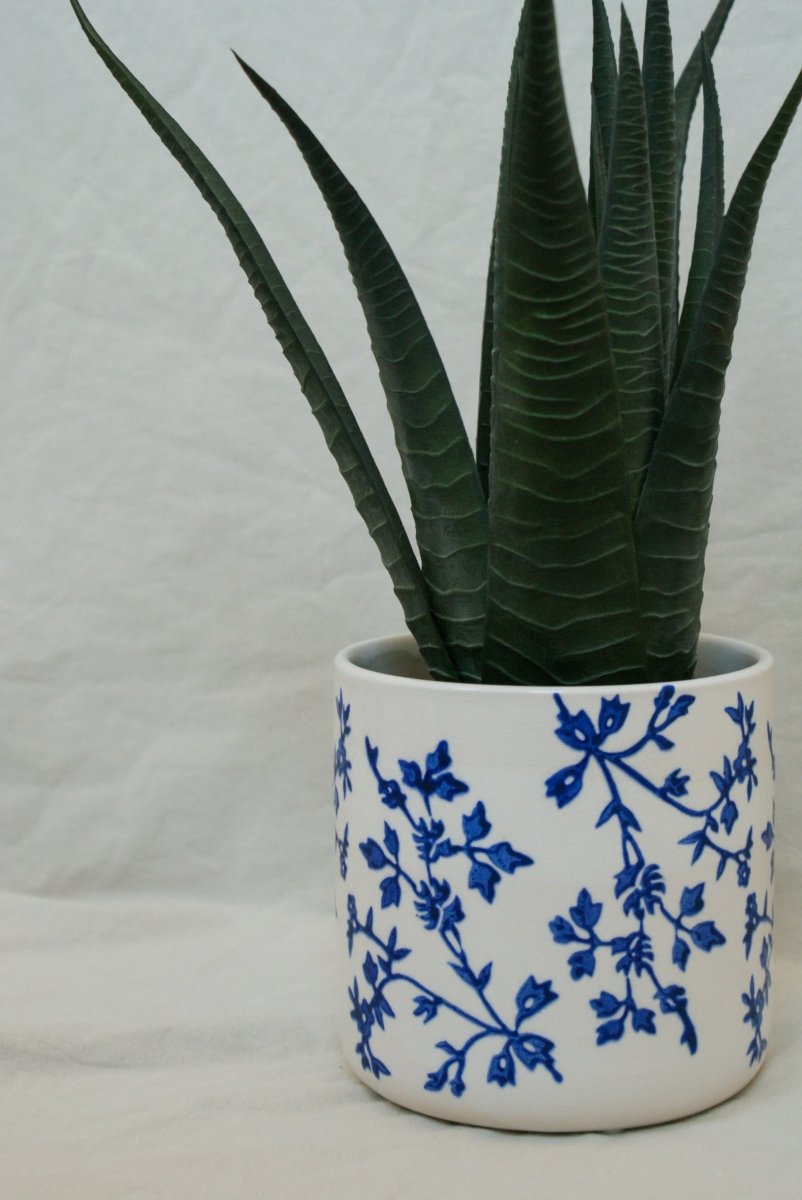 Bloempot met blauwe bloem - Maison Des Bonheurs