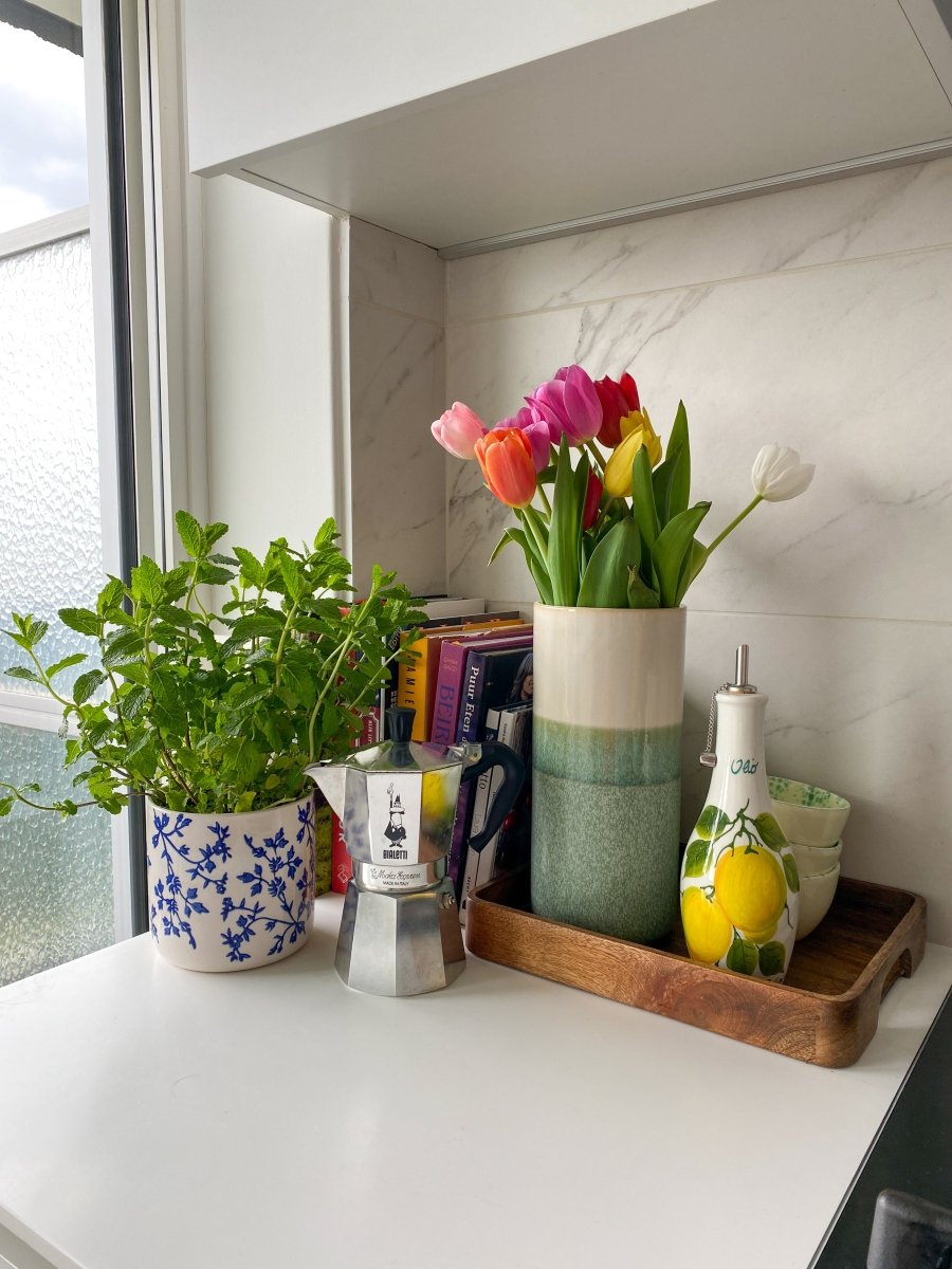 Bloempot met blauwe bloem - Maison Des Bonheurs