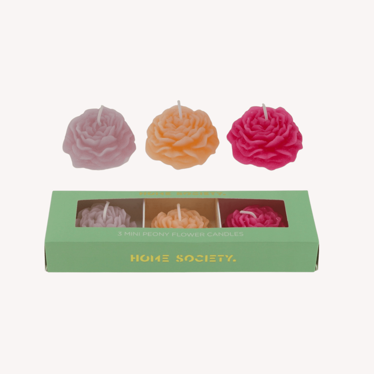 Mini Pioenbloemkaarsjes – Set van 3 - Maison Des Bonheurs