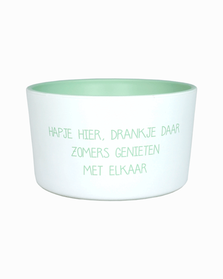 Citronella buitenkaars met quote -zomers genieten met elkaar