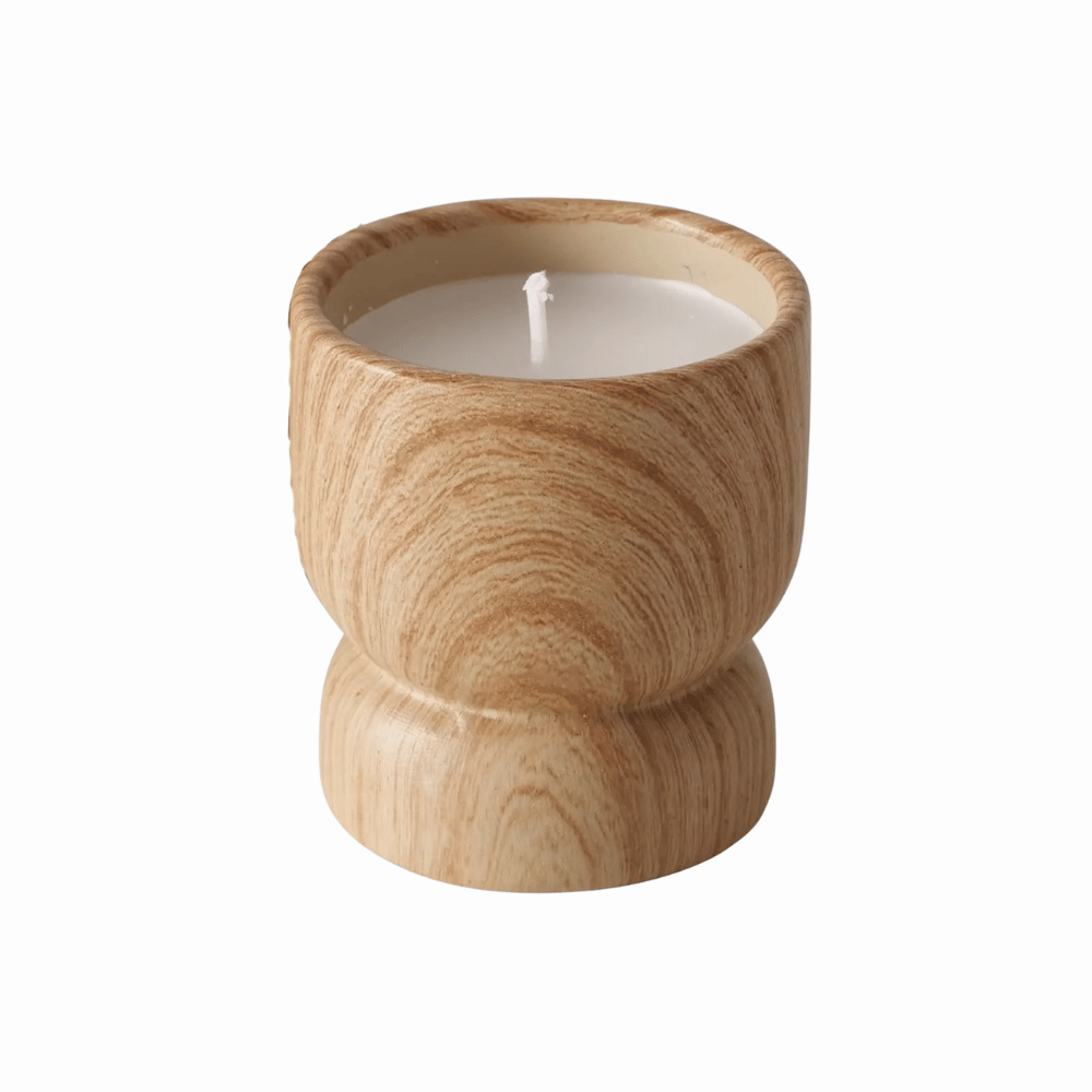 Kaars in houten houder - 7,5x6,5cm