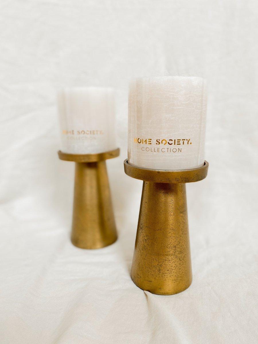 Pillar kaars - Home Society - Beige - 9 x 9 x 10cm - Maison Des Bonheurs