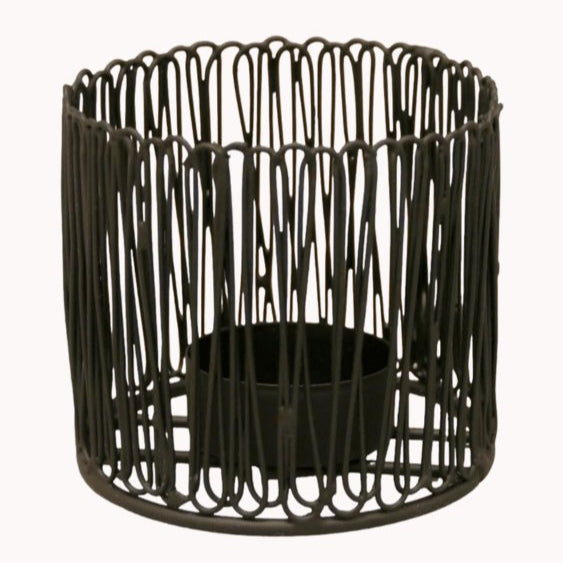 Theelichthouder wired zwart - Maison Des Bonheurs