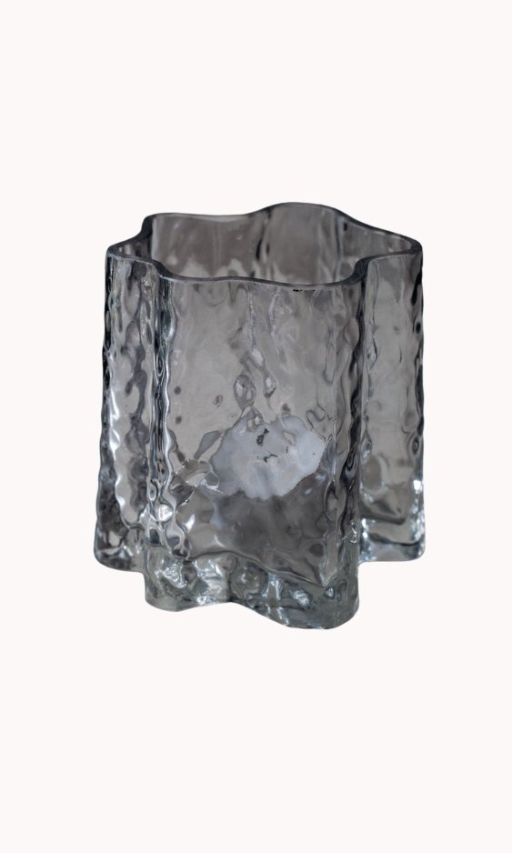 Transparante theelichthouder | cool grey | 10x10x9cm - Maison Des Bonheurs