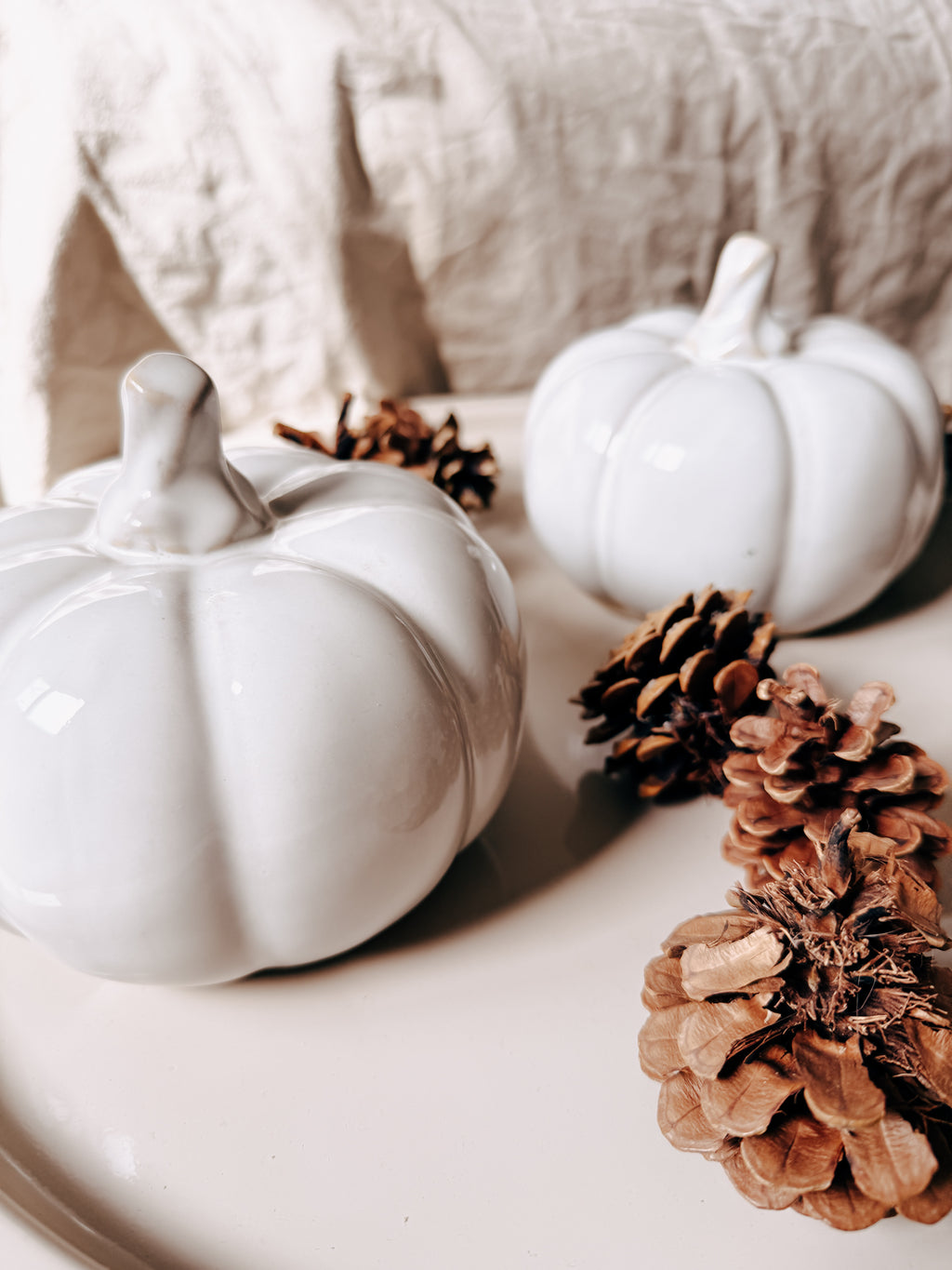 Decoratie pompoen | Lichtgrijs | Keramiek | 14x11cm