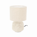 Beige kleine tafellamp met linnen kap