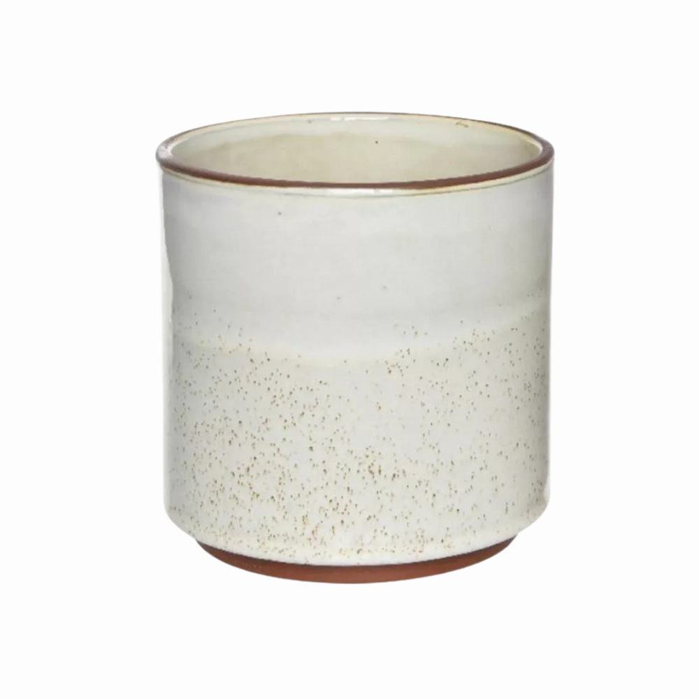 Witte keramieken bloempot gespikkeld – naturel look