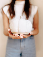 Decoratie pompoen | Lichtgrijs | Keramiek | 14x11cm