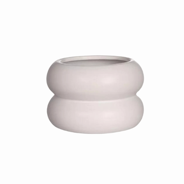 Witte bolle bloempot – keramiek