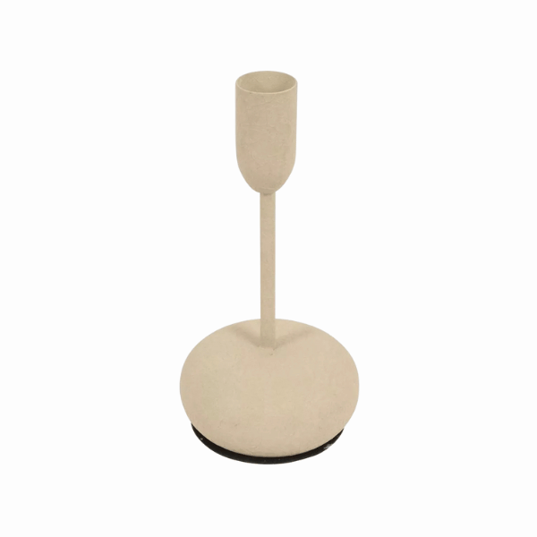 Beige metalen kandelaar – Countryfield - 8x8x15,5cm