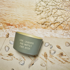 Citronella buitenkaars met quote - Love, laughter, happily ever after