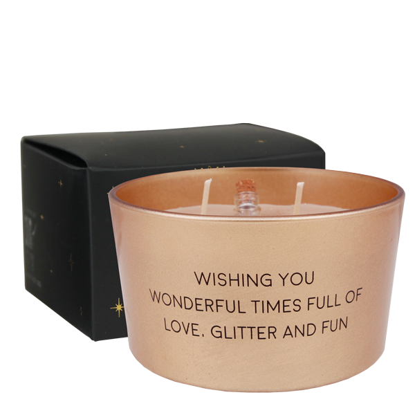 Sojakaars met flessenpost - Wishing you love, glitter, fun - Winter Wood