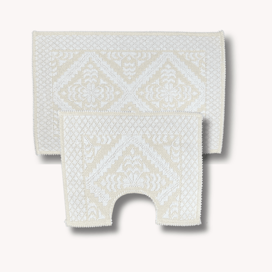 Badmat set met print - Ecru - Maison Des Bonheurs