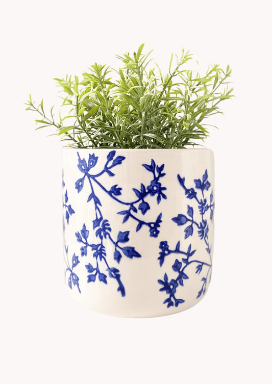 Bloempot met blauwe bloem - Maison Des Bonheurs