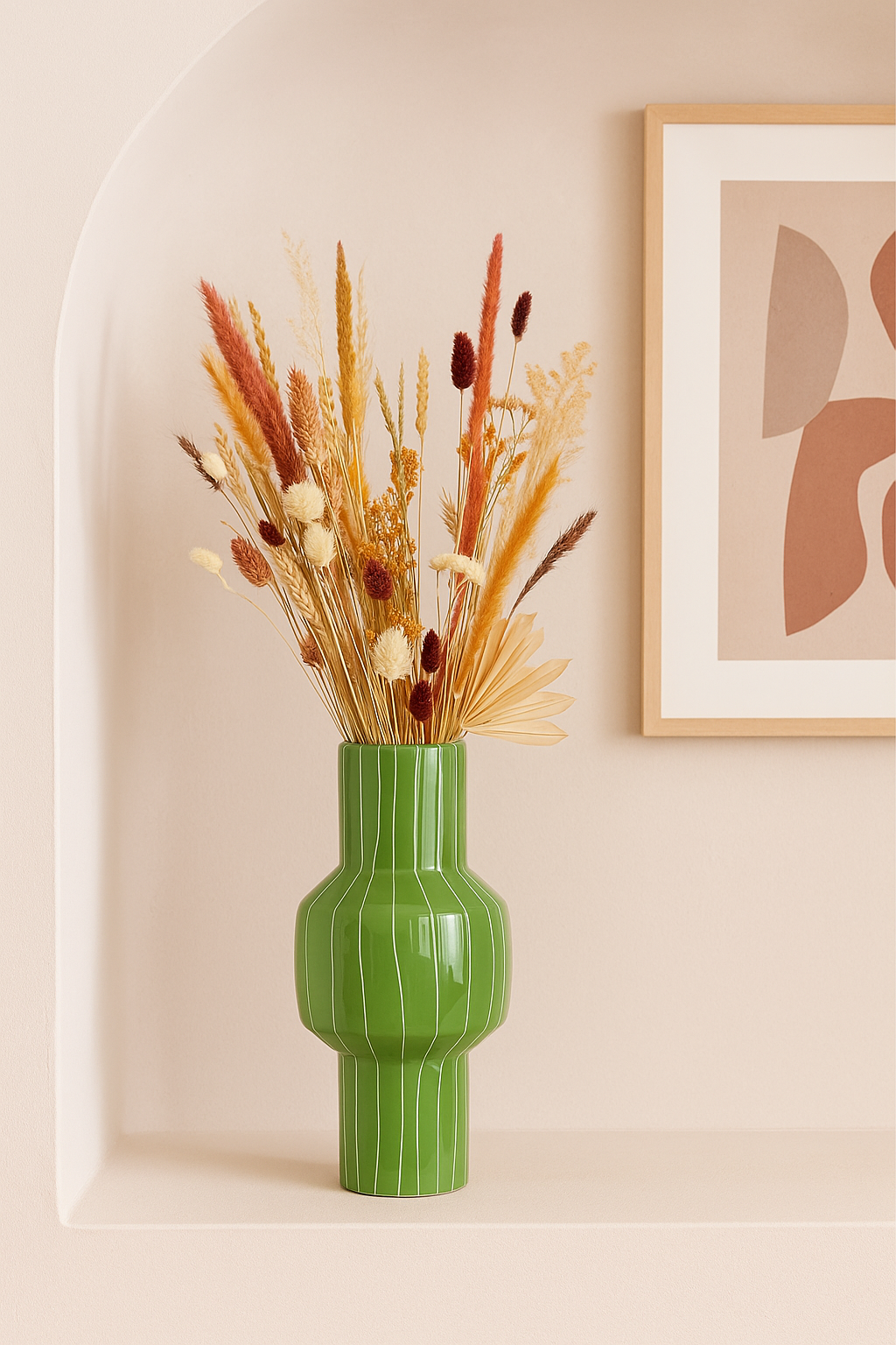 Vaas streepjes - Groen - 14 x 30 cm