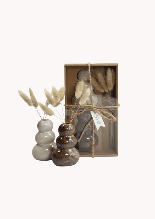 Giftset vaasjes met droogbloemen - Gift Atelier - Naturel - 7 x 5 x 9,5 cm - Maison Des Bonheurs