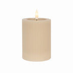 Stompkaars LED met ribbel - Beige - Ø8x13 cm