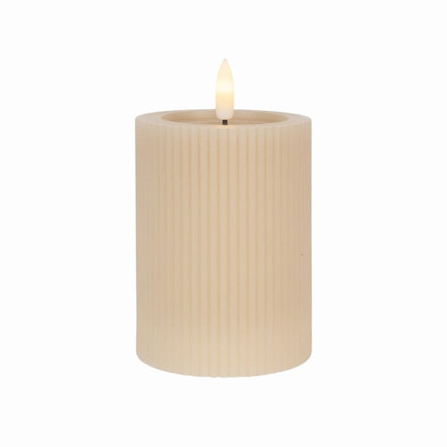 Stompkaars LED met ribbel - Beige - Ø8x13 cm