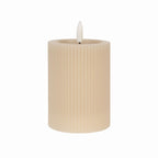 Stompkaars LED met ribbel - Beige - Ø8x13 cm