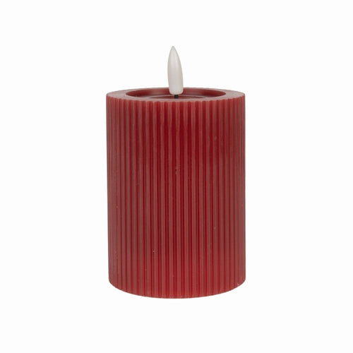 Stompkaars LED met ribbel - Rood - Ø8x13 cm