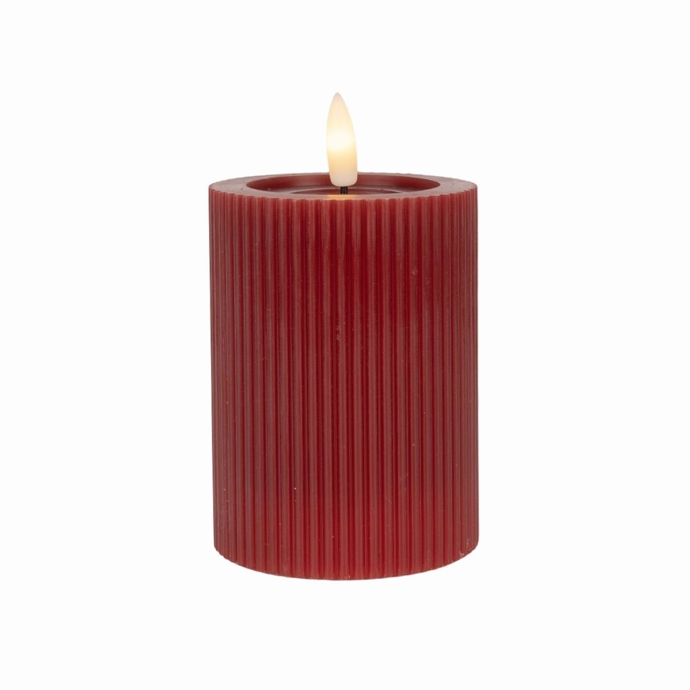 Stompkaars LED met ribbel - Rood - Ø8x13 cm