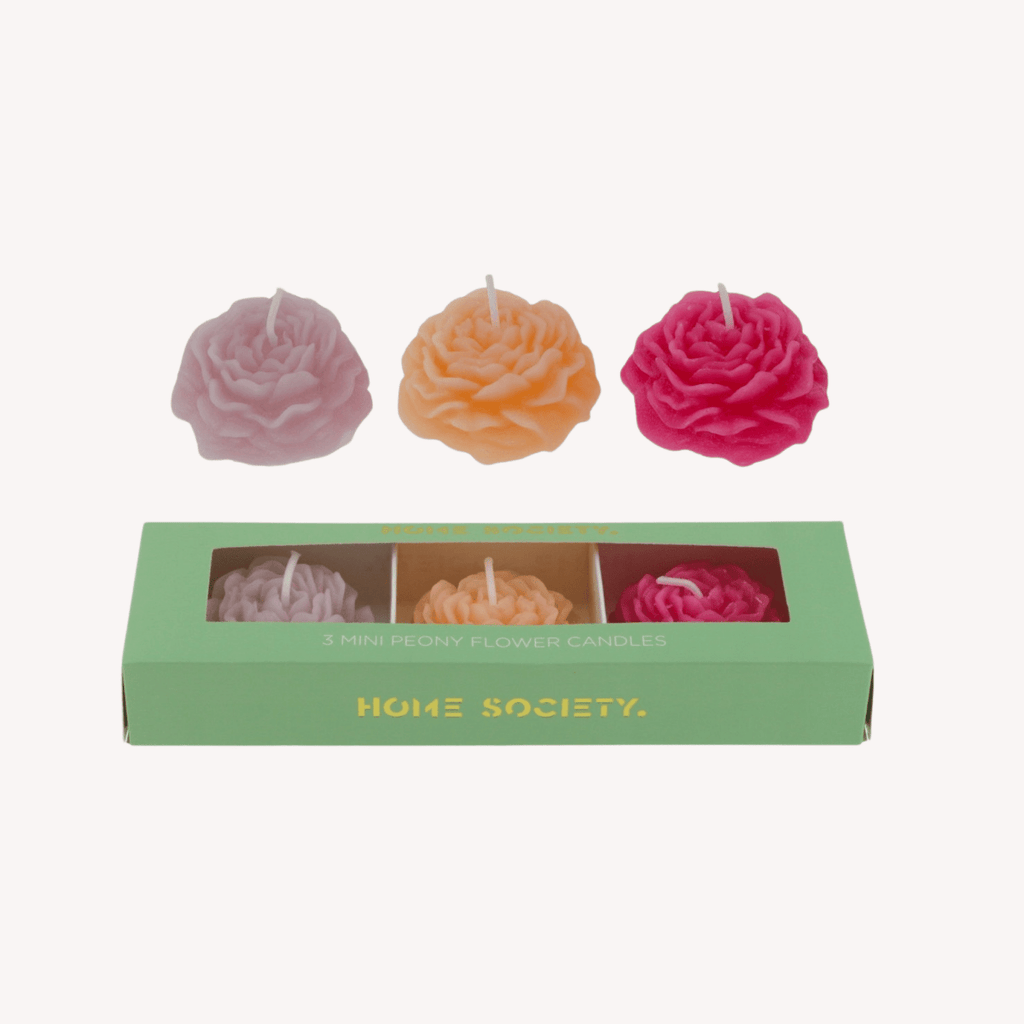 Mini Pioenbloemkaarsjes – Set van 3 - Maison Des Bonheurs