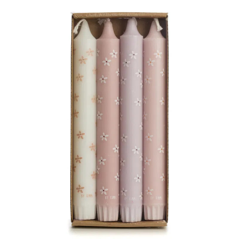 Dinerkaars met bloemen - Pastel - Set van 4 - 2.2x19cm