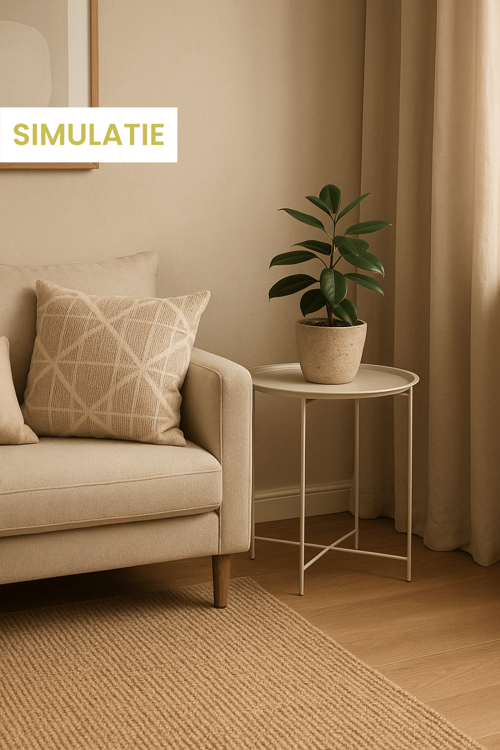 Rond beige bijzettafeltje