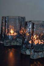 Transparante theelichthouder | cool grey | 10x10x9cm - Maison Des Bonheurs