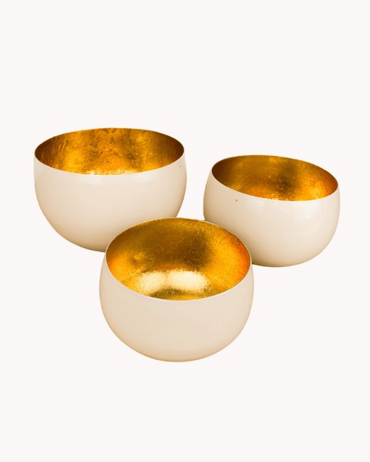 Oriental Schaaltjes met goud - 3 stuks - Beige - Maison Des Bonheurs